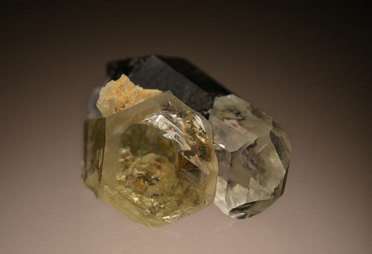 TOPAZ on QUARTZ var. Smoky with BERYL